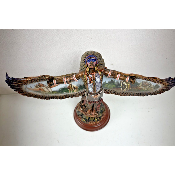 Summoning The Chiefs Warrior ~ Bronze Sculpture ~ The Bradford Exchange - Picture 2 of 7